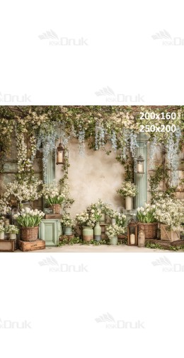 Tło fotograficzne „Romantyczna altana z białymi tulipanami” | E820